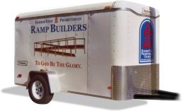 picture of an enclosed trailer with vinyl lettering and graphics