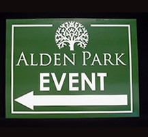 Alden Park Event Coroplast Sign