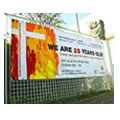 Picture of an outdoor hanging vinyl banner