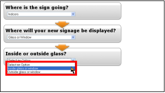 Screenshot of our Sign Material Selection Wizard