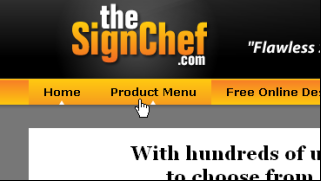 Screenshot of the Product Menu button on our website