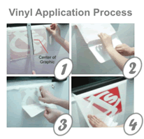 Photo demonstrating how to apply vinyl lettering and graphics